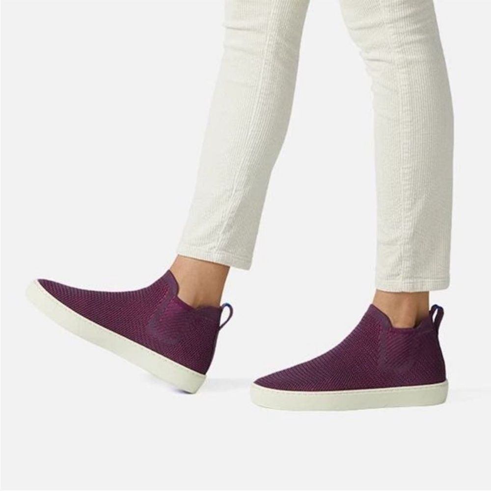 Rothys Shoes Womens 9 Berry Lattice The Chelsea Sneaker Boot Burgundy High Top